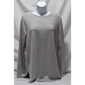 Ann Taylor Women's M Heather Gray Light Weight Tunic Sweater Reflexed Slits LS